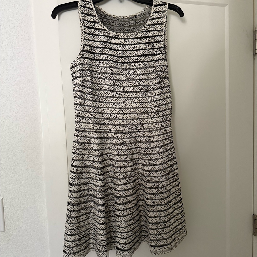 Parker Black and White Textured Mini Dress